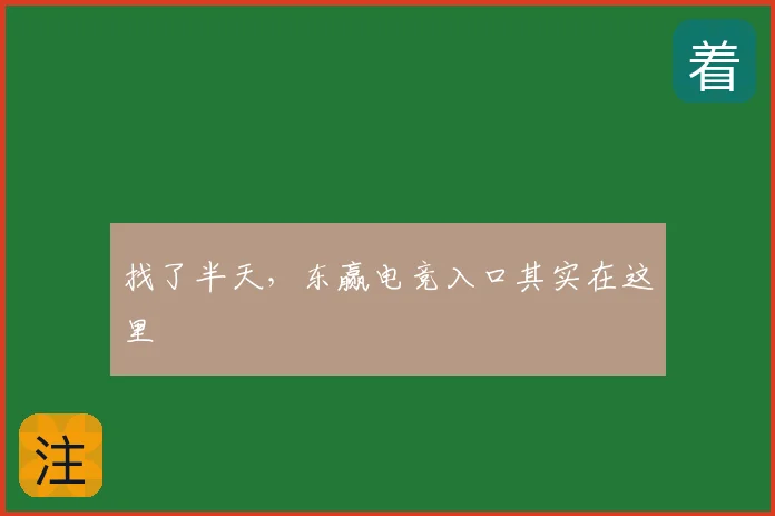 找了半天，东赢电竞入口其实在这里